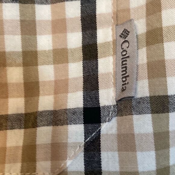 Columbia Gray Tan Plaid Short Sleeve Shirt Button Up Regular Fit Men Size Large - Picture 6 of 11